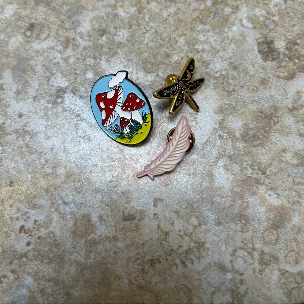 3 enamel pins set